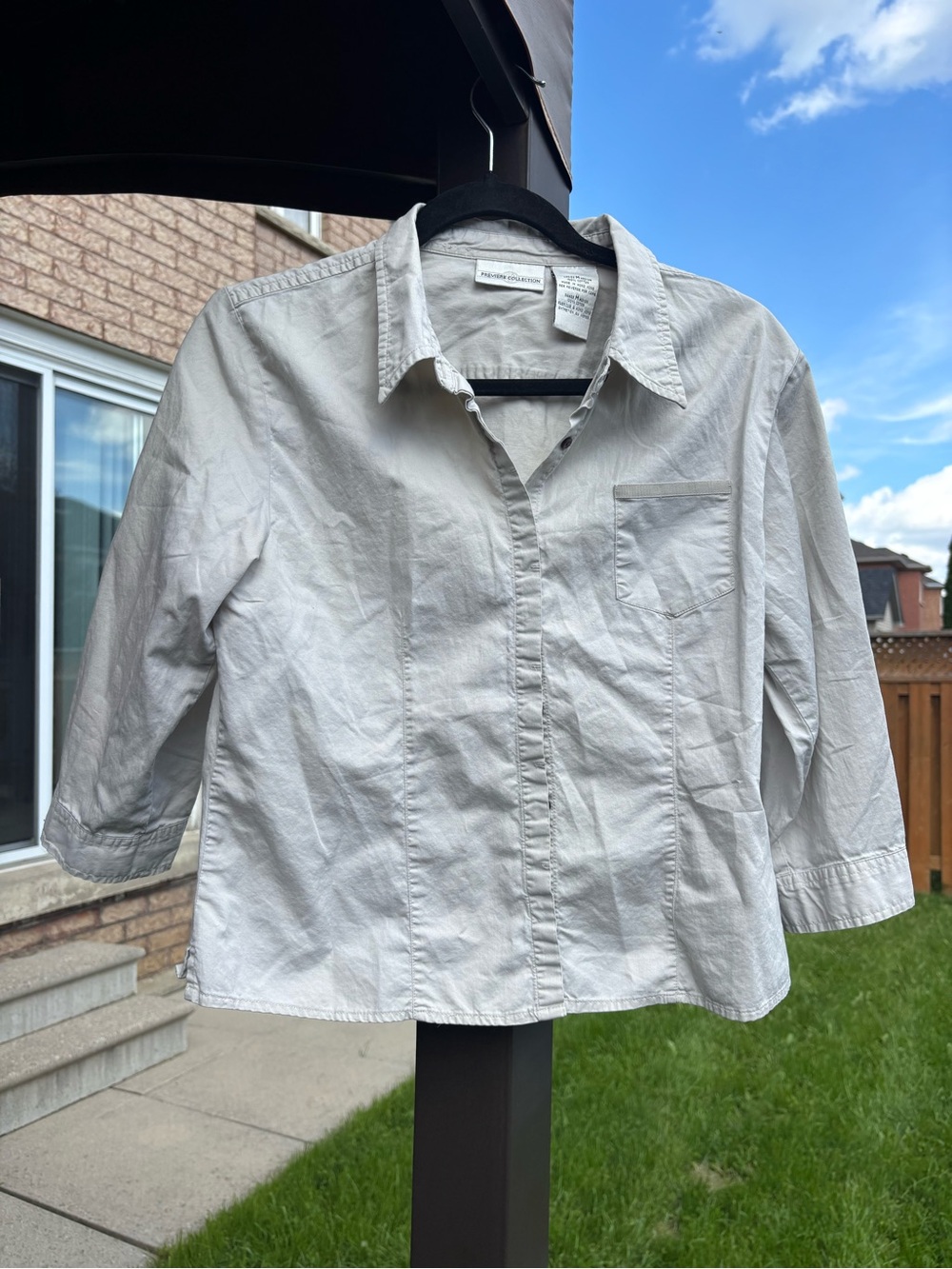 Relaxed Cream Button-Front Collared Blouse
